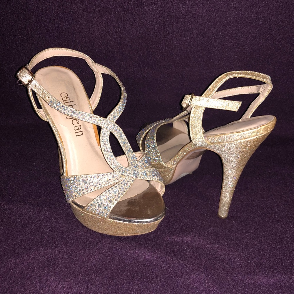 Champagne sparkly/bedazzled heels